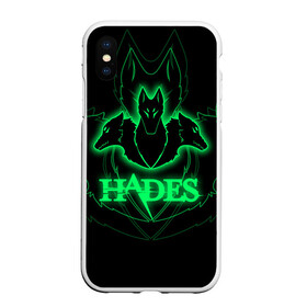 Чехол для iPhone XS Max матовый с принтом Hades в Новосибирске, Силикон | Область печати: задняя сторона чехла, без боковых панелей | hades | roguelike | бесконечные круги ада | волки | зелёные | компьютерная игра | светящиеся | эмблема