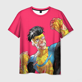 Мужская футболка 3D с принтом Неуязвимый в Новосибирске, 100% полиэфир | прямой крой, круглый вырез горловины, длина до линии бедер | allen | invincible | omni man | omniman | superhero | алиен | аллен | инвинсибл | неуязвимый | омнимэн | супергерои