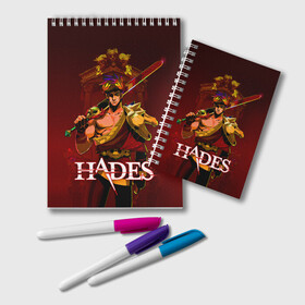 Блокнот с принтом Zagreus Hades в Новосибирске, 100% бумага | 48 листов, плотность листов — 60 г/м2, плотность картонной обложки — 250 г/м2. Листы скреплены удобной пружинной спиралью. Цвет линий — светло-серый
 | hades | roguelike | zagreus | бесконечные круги ада | загрей | компьютерная игра | мифология | сын аида