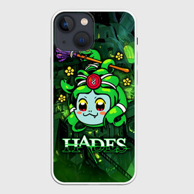 Чехол для iPhone 13 mini с принтом Hades Dusa Gorgon в Новосибирске,  |  | Тематика изображения на принте: dusa | gorgon | hades | roguelike | бесконечные круги ада | горгона | компьютерная игра | мифология