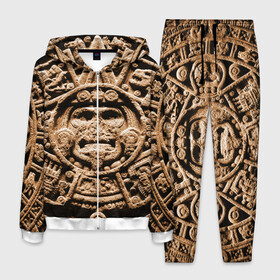 Мужской костюм 3D с принтом Ацтекский Календарь в Новосибирске, 100% полиэстер | Манжеты и пояс оформлены тканевой резинкой, двухслойный капюшон со шнурком для регулировки, карманы спереди | aztec | calendar | ацтеки | календарь | майя