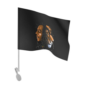 Флаг для автомобиля с принтом БОБ МАРЛИ в Новосибирске, 100% полиэстер | Размер: 30*21 см | bob | face | jamaica | lion | marley | reggae | боб | дреды | лев | лицо | марли | музыка | портрет | регги | ямайка