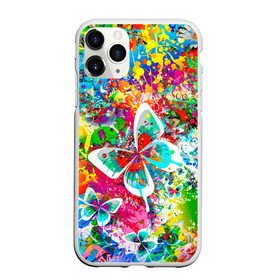 Чехол для iPhone 11 Pro матовый с принтом ЯРКИЕ КРАСКИ в Новосибирске, Силикон |  | butterfly | color | flower | rainbow | summer | бабочки | брызги | краски | лето | радуга | цвета | цветы