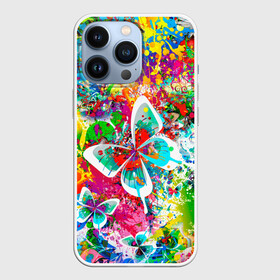 Чехол для iPhone 13 Pro с принтом ЯРКИЕ КРАСКИ в Новосибирске,  |  | butterfly | color | flower | rainbow | summer | бабочки | брызги | краски | лето | радуга | цвета | цветы