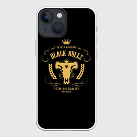 Чехол для iPhone 13 mini с принтом Черные быки Чёрный клевер в Новосибирске,  |  | asta | black bulls | black clover | quartet knights | yuno | акума | аниме | аста | блэк кловер | буракку куро:ба | демон | королевство клевера | король магов | лихт | магна | манга | пятилистник | черный бык | чёрный клев