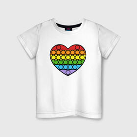 Детская футболка хлопок с принтом Heart Pop It в Новосибирске, 100% хлопок | круглый вырез горловины, полуприлегающий силуэт, длина до линии бедер | pop it | антистресс | игрушка | поп ит | радуга | сердце