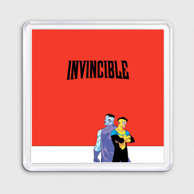 Магнит 55*55 с принтом Invincible в Новосибирске, Пластик | Размер: 65*65 мм; Размер печати: 55*55 мм | allen | invincible | omni man | omniman | superhero | алиен | аллен | инвинсибл | неуязвимый | омнимэн | супергерои