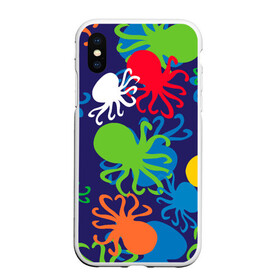 Чехол для iPhone XS Max матовый с принтом Осьминоги в Новосибирске, Силикон | Область печати: задняя сторона чехла, без боковых панелей | cute | octopus | милый | морское | осьминог | осьминожка | паттерн | тентакли | щупальца