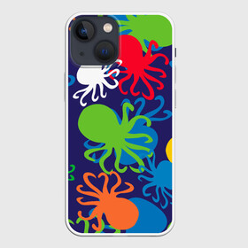 Чехол для iPhone 13 mini с принтом Осьминоги в Новосибирске,  |  | cute | octopus | милый | морское | осьминог | осьминожка | паттерн | тентакли | щупальца