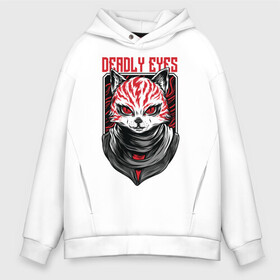 Мужское худи Oversize хлопок с принтом Deadly eyes в Новосибирске, френч-терри — 70% хлопок, 30% полиэстер. Мягкий теплый начес внутри —100% хлопок | боковые карманы, эластичные манжеты и нижняя кромка, капюшон на магнитной кнопке | арт | графика | животные | звери | хищник