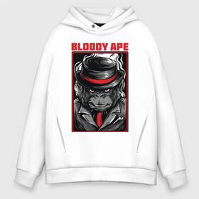 Мужское худи Oversize хлопок с принтом Bloody ape в Новосибирске, френч-терри — 70% хлопок, 30% полиэстер. Мягкий теплый начес внутри —100% хлопок | боковые карманы, эластичные манжеты и нижняя кромка, капюшон на магнитной кнопке | арт | горилла | графика | животные | звери | обезьяны