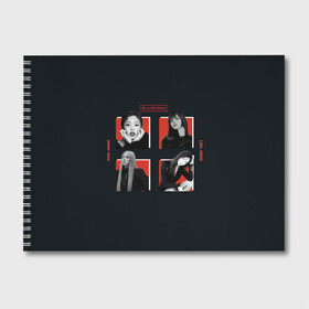 Альбом для рисования с принтом BLACKPINK Red and black в Новосибирске, 100% бумага
 | матовая бумага, плотность 200 мг. | Тематика изображения на принте: black pink | blackpink | pop | блэк пинк | ким дженни | ким джи су | корейцы | лалиса манобан | музыка | поп | попса | розэ