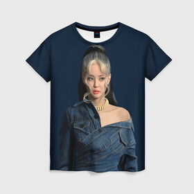 Женская футболка 3D с принтом Jennie jeans в Новосибирске, 100% полиэфир ( синтетическое хлопкоподобное полотно) | прямой крой, круглый вырез горловины, длина до линии бедер | black pink | blackpink | pop | блэк пинк | ким дженни | ким джи су | корейцы | лалиса манобан | музыка | поп | попса | розэ