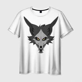Мужская футболка 3D с принтом Фурришка в Новосибирске, 100% полиэфир | прямой крой, круглый вырез горловины, длина до линии бедер | furry | вол | волк | голова | демон | демон волк | лис | фури | фурри | фурришка | череп