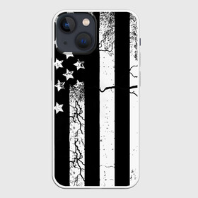 Чехол для iPhone 13 mini с принтом ЗВЕЗДНО ПОЛОСАТЫЙ в Новосибирске,  |  | america | black | dark | flag | graffiti | star | usa | white | америка | белый | граффити | звезды | полосы | ретро | стена | сша | флаг | черный