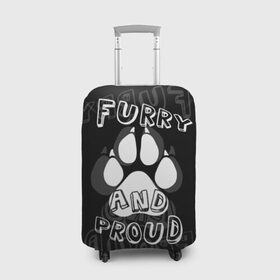 Чехол для чемодана 3D с принтом Furry proud в Новосибирске, 86% полиэфир, 14% спандекс | двустороннее нанесение принта, прорези для ручек и колес | furry | антропоморфные животные | лапа | логотип | отпечаток | пушистый гордый | фурри | эмблема