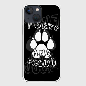 Чехол для iPhone 13 mini с принтом Furry proud в Новосибирске,  |  | furry | антропоморфные животные | лапа | логотип | отпечаток | пушистый гордый | фурри | эмблема