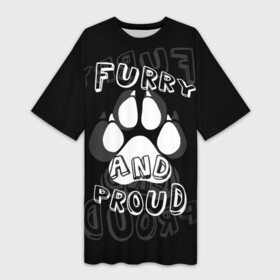 Платье-футболка 3D с принтом Furry proud в Новосибирске,  |  | furry | антропоморфные животные | лапа | логотип | отпечаток | пушистый гордый | фурри | эмблема