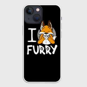 Чехол для iPhone 13 mini с принтом I love furry в Новосибирске,  |  | Тематика изображения на принте: furry | i love furry | антропоморфные животные | лиса | люди животные | фурри | я люблю фурри