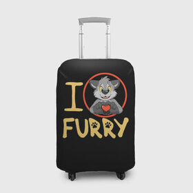 Чехол для чемодана 3D с принтом I love furry в Новосибирске, 86% полиэфир, 14% спандекс | двустороннее нанесение принта, прорези для ручек и колес | furry | i love furry | антропоморфные животные | волк | зверь | люди   животные | сердце | фурри | я люблю фурри