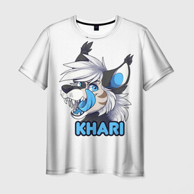 Мужская футболка 3D с принтом Furry wolf Khari в Новосибирске, 100% полиэфир | прямой крой, круглый вырез горловины, длина до линии бедер | furry | khari | антропоморфное животное | волк | животные | зверь | фурри | человек