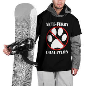 Накидка на куртку 3D с принтом Anti-Furry coalition в Новосибирске, 100% полиэстер |  | anti furry | coalition | furry | антифурри | антропоморфные животные | запрет | зверь | знак | коалиция | фурри | человек животные
