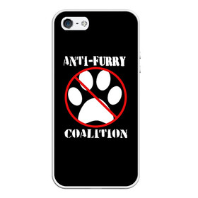 Чехол для iPhone 5/5S матовый с принтом Anti-Furry coalition в Новосибирске, Силикон | Область печати: задняя сторона чехла, без боковых панелей | Тематика изображения на принте: anti furry | coalition | furry | антифурри | антропоморфные животные | запрет | зверь | знак | коалиция | фурри | человек животные