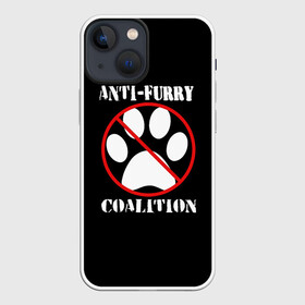 Чехол для iPhone 13 mini с принтом Anti Furry coalition в Новосибирске,  |  | Тематика изображения на принте: anti furry | coalition | furry | антифурри | антропоморфные животные | запрет | зверь | знак | коалиция | фурри | человек животные