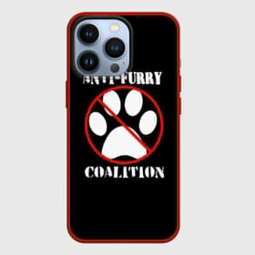 Чехол для iPhone 13 Pro с принтом Anti Furry coalition в Новосибирске,  |  | Тематика изображения на принте: anti furry | coalition | furry | антифурри | антропоморфные животные | запрет | зверь | знак | коалиция | фурри | человек животные