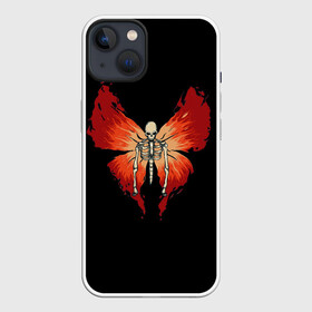 Чехол для iPhone 13 с принтом Butterfly Skeleton в Новосибирске,  |  | bones | butterfly | chitin | fire | flame | orange | red | ribs | ridge | skeleton | skull | wings | бабочка | кости | красный | крылья | огонь | оранжевый | пламя | ребра | скелет | хитин | хребет | череп