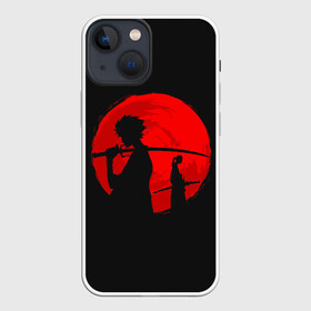 Чехол для iPhone 13 mini с принтом Samurai Sunset в Новосибирске,  |  | japan | katana | midnight | moon | night | red | samurai | shadow | silhouette | sun | sunrise | sunset | twilight | восход | закат | катана | красное | луна | ночь | полночь | самураи | самурай | силует | силуэт | солнце | сумерки | тень | япония