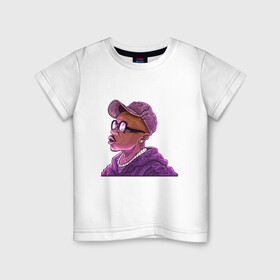 Детская футболка хлопок с принтом DaBaby Violet в Новосибирске, 100% хлопок | круглый вырез горловины, полуприлегающий силуэт, длина до линии бедер | dababy | hiphop | music | rap | rapper | rockstar | usa | vinyl | граффити | диджей | мем | микрофон | музыка | рэп | рэпер | сша | хипхоп