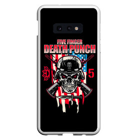 Чехол для Samsung S10E с принтом 5FDP | Five Finger Death Punch в Новосибирске, Силикон | Область печати: задняя сторона чехла, без боковых панелей | 5fdp | america | death | ffdp | finger | five | hard | metal | music | punch | rock | skull | states | united | usa | америка | метал | музыка | рок | сша | хард | череп