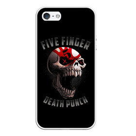 Чехол для iPhone 5/5S матовый с принтом Five Finger Death Punch | 5FDP в Новосибирске, Силикон | Область печати: задняя сторона чехла, без боковых панелей | 5fdp | america | death | ffdp | finger | five | hard | metal | music | punch | rock | skull | states | united | usa | америка | метал | музыка | рок | сша | хард | череп