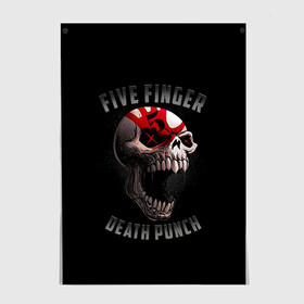 Постер с принтом Five Finger Death Punch | 5FDP в Новосибирске, 100% бумага
 | бумага, плотность 150 мг. Матовая, но за счет высокого коэффициента гладкости имеет небольшой блеск и дает на свету блики, но в отличии от глянцевой бумаги не покрыта лаком | 5fdp | america | death | ffdp | finger | five | hard | metal | music | punch | rock | skull | states | united | usa | америка | метал | музыка | рок | сша | хард | череп