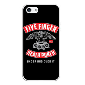 Чехол для iPhone 5/5S матовый с принтом Five Finger Death Punch (5FDP) в Новосибирске, Силикон | Область печати: задняя сторона чехла, без боковых панелей | 5fdp | america | death | ffdp | finger | five | hard | metal | music | punch | rock | skull | states | united | usa | америка | метал | музыка | рок | сша | хард | череп