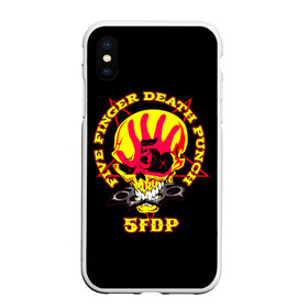 Чехол для iPhone XS Max матовый с принтом Five Finger Death Punch (FFDP) в Новосибирске, Силикон | Область печати: задняя сторона чехла, без боковых панелей | 5fdp | america | death | ffdp | finger | five | hard | metal | music | punch | rock | skull | states | united | usa | америка | метал | музыка | рок | сша | хард | череп