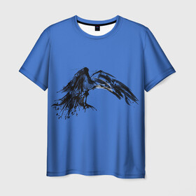 Мужская футболка 3D с принтом Тень ворона в Новосибирске, 100% полиэфир | прямой крой, круглый вырез горловины, длина до линии бедер | crow | ворон | ворона | пернатый | птица