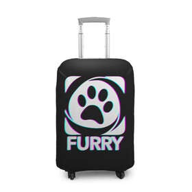 Чехол для чемодана 3D с принтом Furry в Новосибирске, 86% полиэфир, 14% спандекс | двустороннее нанесение принта, прорези для ручек и колес | furry | антропоморфные животные | лапа | логотип | люди животные | отпечаток | след | фурри | фурри фэндом | эмблема