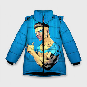 Зимняя куртка для девочек 3D с принтом Неуязвимый в Новосибирске, ткань верха — 100% полиэстер; подклад — 100% полиэстер, утеплитель — 100% полиэстер. | длина ниже бедра, удлиненная спинка, воротник стойка и отстегивающийся капюшон. Есть боковые карманы с листочкой на кнопках, утяжки по низу изделия и внутренний карман на молнии. 

Предусмотрены светоотражающий принт на спинке, радужный светоотражающий элемент на пуллере молнии и на резинке для утяжки. | allen | invincible | omni man | omniman | superhero | алиен | аллен | инвинсибл | неуязвимый | омнимэн | супергерои