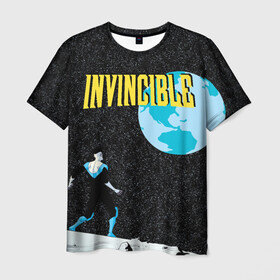 Мужская футболка 3D с принтом Invincible в Новосибирске, 100% полиэфир | прямой крой, круглый вырез горловины, длина до линии бедер | allen | invincible | omni man | omniman | superhero | алиен | аллен | инвинсибл | неуязвимый | омнимэн | супергерои