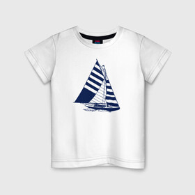 Детская футболка хлопок с принтом Парусная лодка в Новосибирске, 100% хлопок | круглый вырез горловины, полуприлегающий силуэт, длина до линии бедер | sailboat | кораблик | корабль | лодка | парус | парусная лодка | тату | татуировка