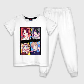 Детская пижама хлопок с принтом Госпожа Кагуя (Kaguya Sama) в Новосибирске, 100% хлопок |  брюки и футболка прямого кроя, без карманов, на брюках мягкая резинка на поясе и по низу штанин
 | Тематика изображения на принте: ahegao | anime | chika | fujiwara | girl | girls | is | kaguya | love | sama | senpai | waifu | war | аниме | ахегао | в | вайфу | войне | госпожа | девушка | кагуя | как | любви | манга | на | семпай | сенпай | тян | тяночка | чика