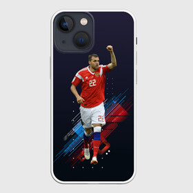 Чехол для iPhone 13 mini с принтом Артем Дзюба в Новосибирске,  |  | артем дзюба | дзюба | зенит | игра | капитан | мяч | нападающий | россия | сборная | футбол | футболист