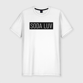 Мужская футболка хлопок Slim с принтом SODA LUV в Новосибирске, 92% хлопок, 8% лайкра | приталенный силуэт, круглый вырез ворота, длина до линии бедра, короткий рукав | Тематика изображения на принте: luv | mayot | melon | music | og buda | seemee | soda | sodaluv | бигасс | коми | лав | лого | логотип | лув | мелон | сода
