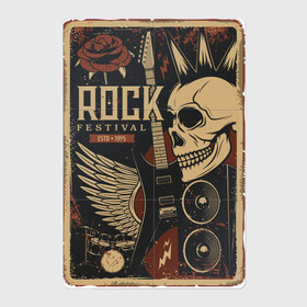 Магнитный плакат 2Х3 с принтом Rock festival в Новосибирске, Полимерный материал с магнитным слоем | 6 деталей размером 9*9 см | festival | rock | skull | гитара | крылья | панк | роза | розы | рок | череп