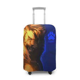 Чехол для чемодана 3D с принтом Furry lion в Новосибирске, 86% полиэфир, 14% спандекс | двустороннее нанесение принта, прорези для ручек и колес | furry | lion | антропоморфные животные | лев | люди животные | разбойник | фурри | фурри фэндом