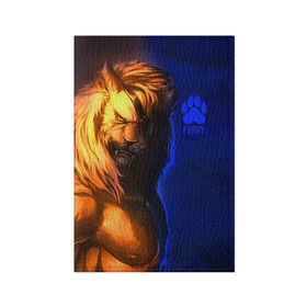 Обложка для паспорта матовая кожа с принтом Furry lion в Новосибирске, натуральная матовая кожа | размер 19,3 х 13,7 см; прозрачные пластиковые крепления | furry | lion | антропоморфные животные | лев | люди животные | разбойник | фурри | фурри фэндом