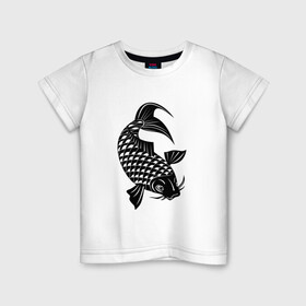 Детская футболка хлопок с принтом Карп кои рыба в Новосибирске, 100% хлопок | круглый вырез горловины, полуприлегающий силуэт, длина до линии бедер | Тематика изображения на принте: карп | кои | морские | рыба | рыбка кои | японская