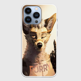 Чехол для iPhone 13 Pro с принтом Furry jackal в Новосибирске,  |  | Тематика изображения на принте: furry | jackal | антропоморфные животные | люди животные | показывает | средний палец | фурри | фурри фэндом | шакал